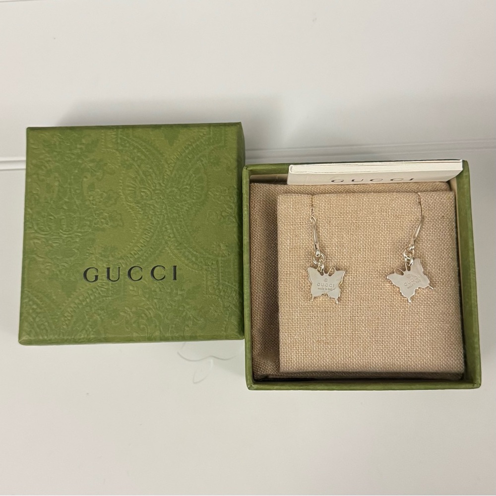 Gucci Silver Butterfly-Shaped Earrings